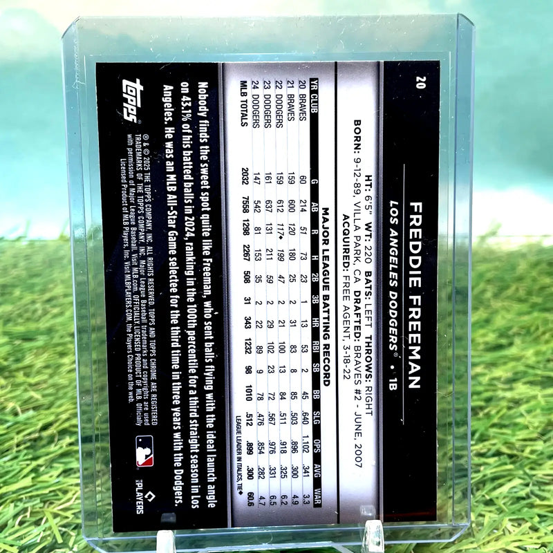 Freddie Freeman baseball card from 2025 Topps Chrome Black LA Dodgers product