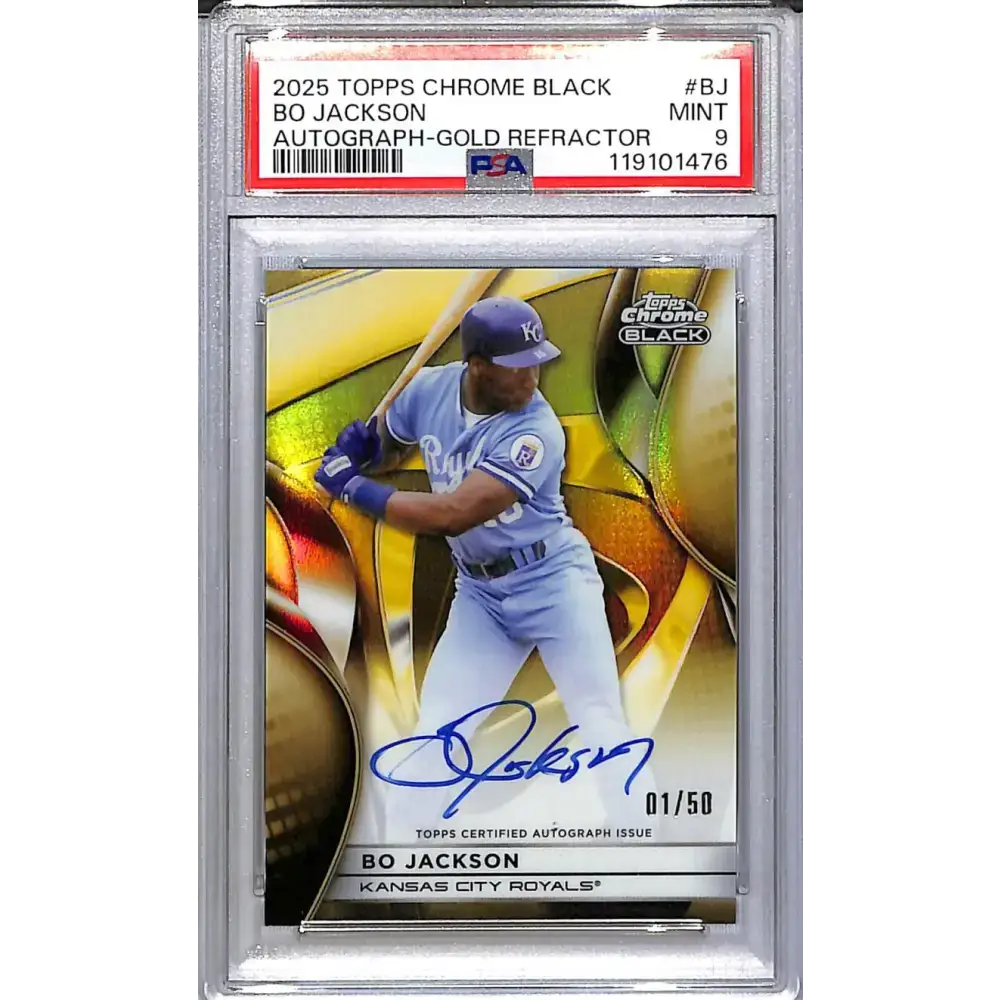 2025 Topps Chrome Black Gold #CBA-BJ Bo Jackson PSA 9 MINT Auto 1/50 Kansas City Royals - Baseball Card Single