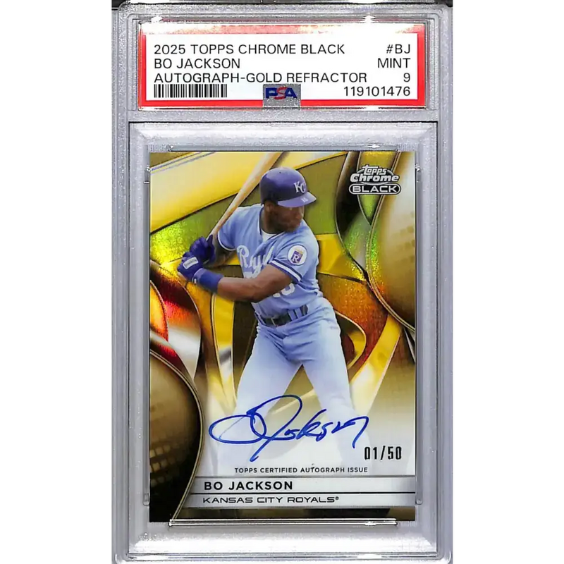2025 Topps Chrome Black Gold #CBA-BJ Bo Jackson PSA 9 MINT Auto 1/50 Kansas City Royals - Baseball Card Single