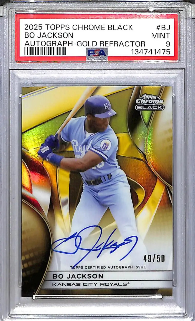 2025 Topps Chrome Black Gold #CBA-BJ Bo Jackson PSA 9 MINT Auto 49/50 Kansas City Royals - Baseball Card Single