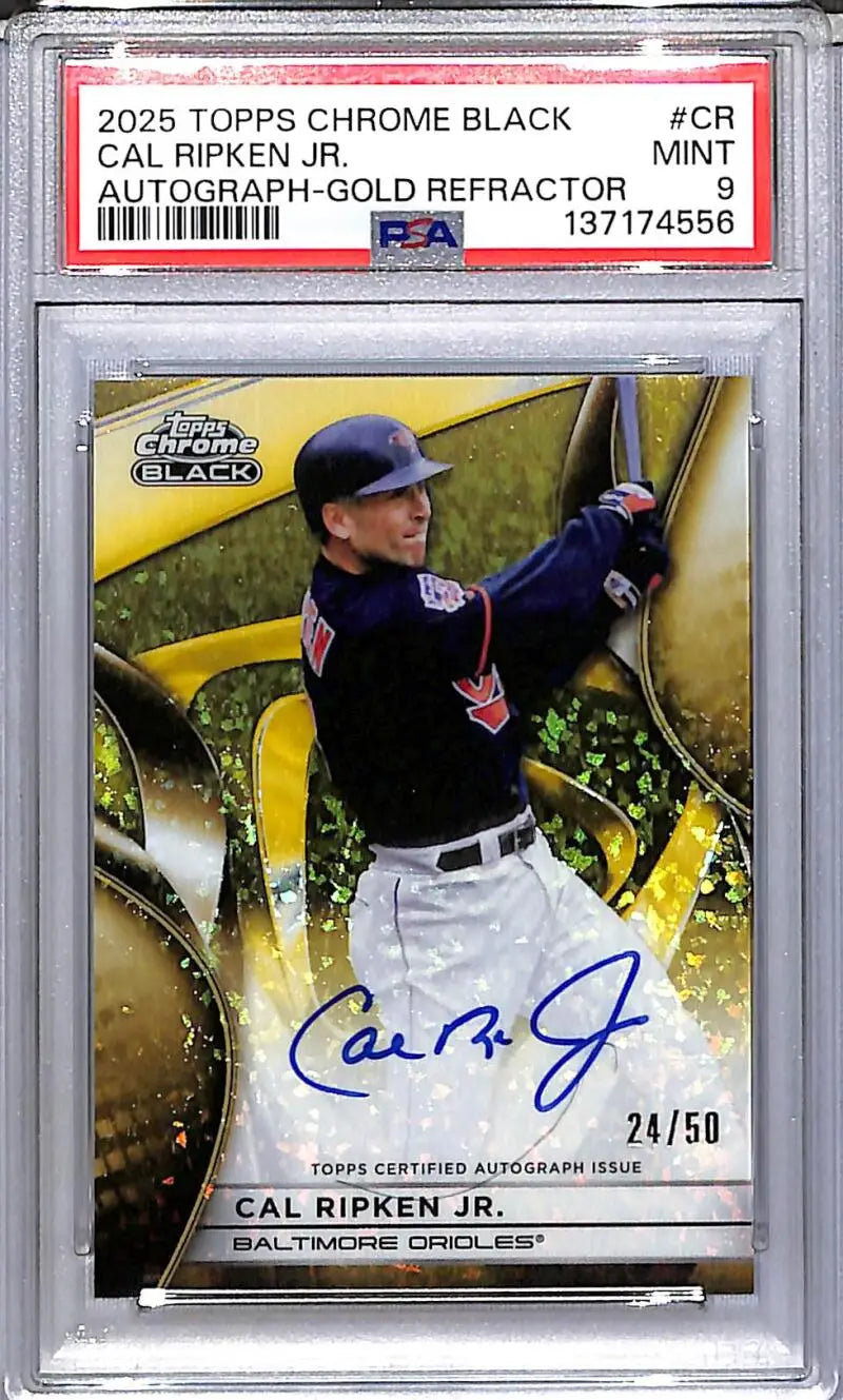 2025 Topps Chrome Black Gold #CBA-CR Cal Ripken Jr. PSA 9 MINT Auto 24/50 Baltimore Orioles - Baseball Card Single
