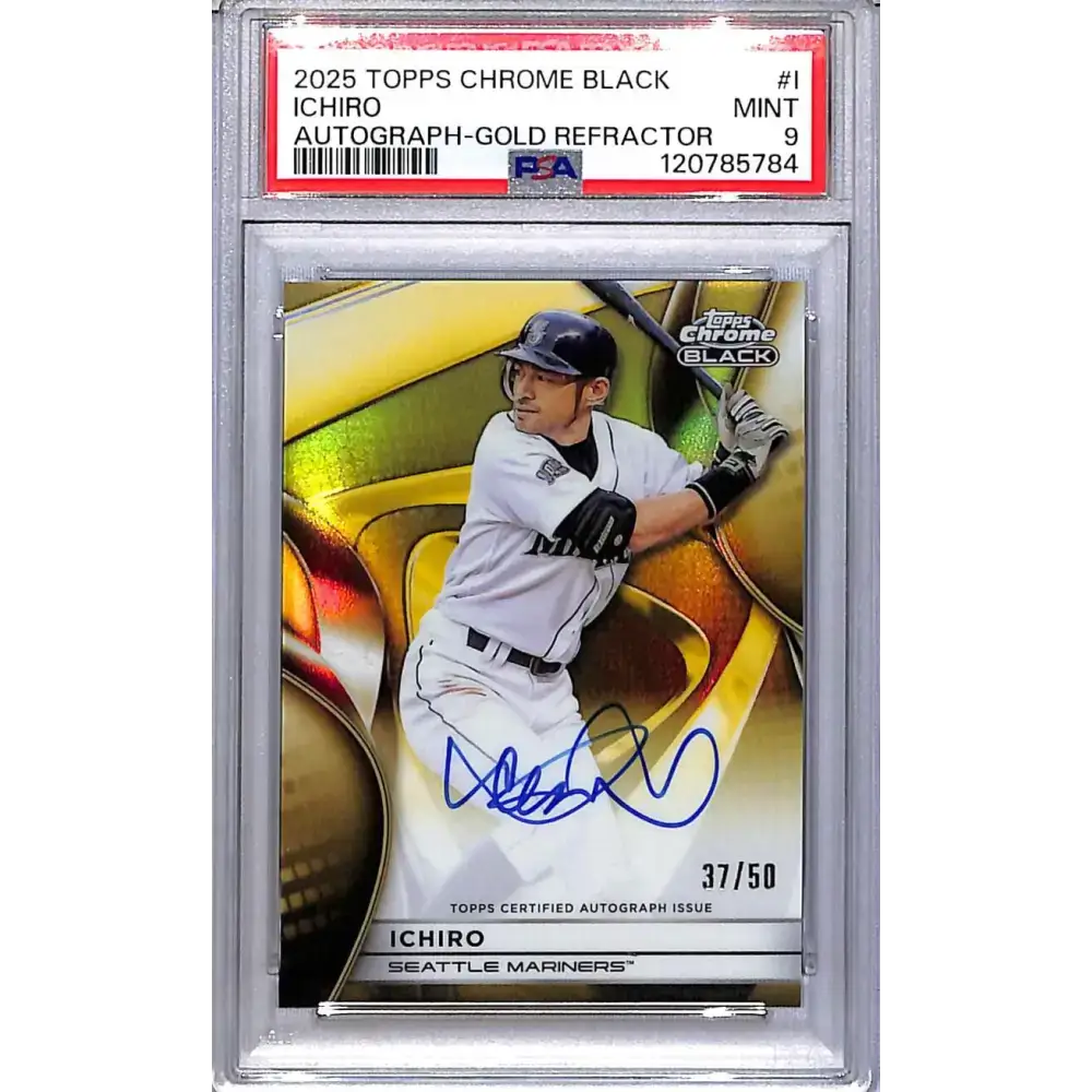 2025 Topps Chrome Black Gold #CBA-I Ichiro PSA 9 MINT Auto 37/50 Seattle Mariners - Baseball Card Single