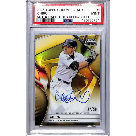 2025 Topps Chrome Black Gold #CBA-I Ichiro PSA 9 MINT Auto 37/50 Seattle Mariners - Baseball Card Single