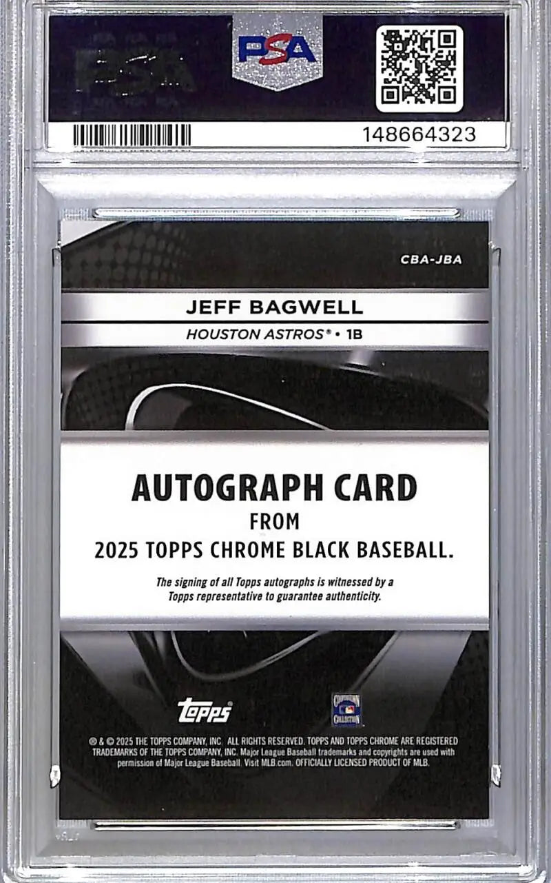 2025 Topps Chrome Black Gold #CBA-JBA Jeff Bagwell PSA 10 GEM MINT Auto 22/50 Houston Astros