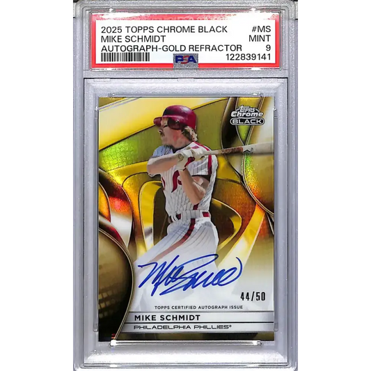 2025 Topps Chrome Black Gold #CBA-MS Mike Schmidt PSA 9 MINT Auto 44/50 Philadelphia Phillies - Baseball Card Single