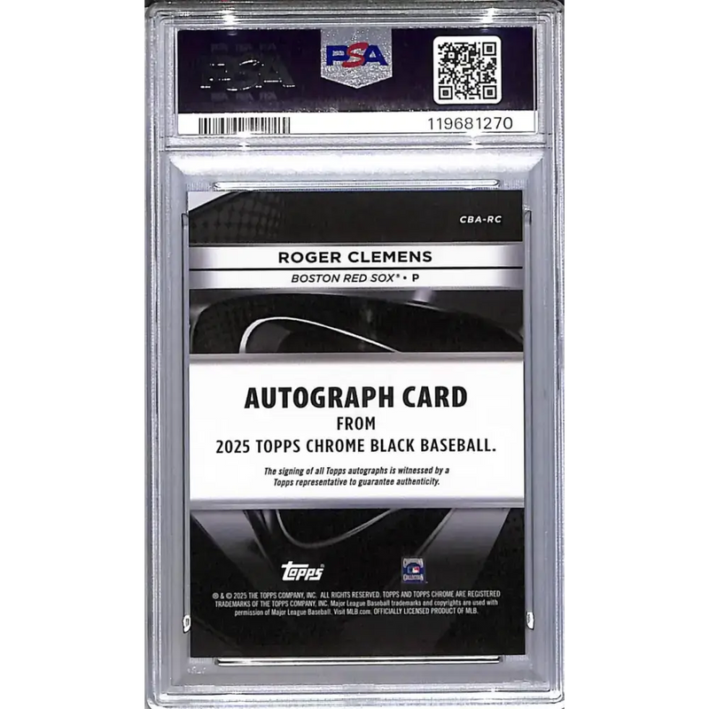 2025 Topps Chrome Black Gold #CBA-RC Roger Clemens PSA 9 MINT Auto 26/50 Boston Red Sox - Baseball Card Single