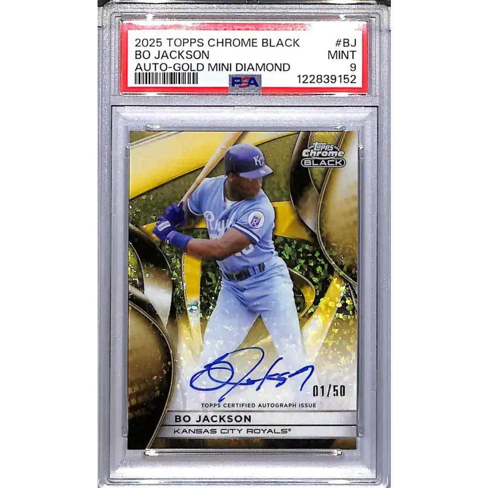 2025 Topps Chrome Black Gold Mini Diamond #CBA-BJ Bo Jackson PSA 9 MINT Auto 1/50 Kansas City Royals - Baseball Card