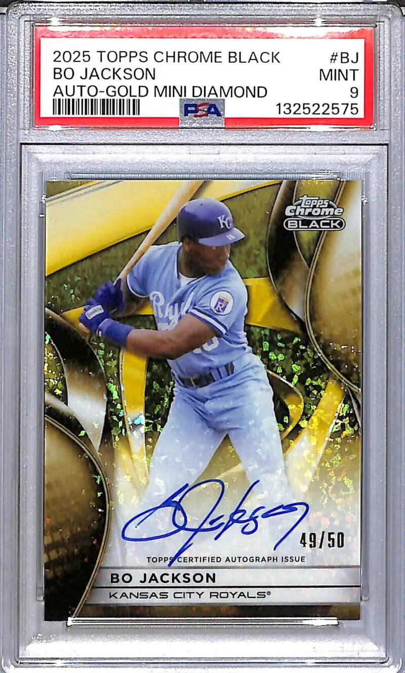 2025 Topps Chrome Black Gold Mini Diamond #CBA-BJ Bo Jackson PSA 9 MINT Auto 49/50 Kansas City Royals - Baseball Card