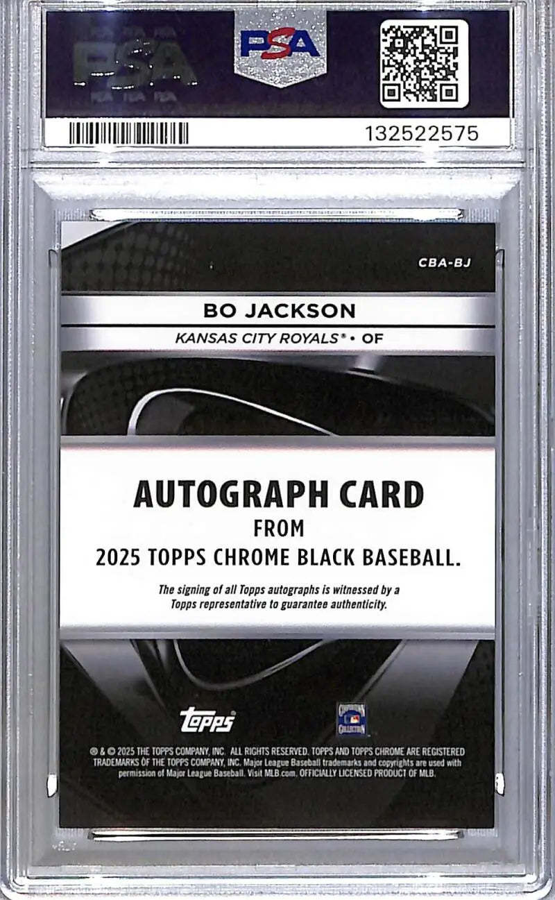 2025 Topps Chrome Black Gold Mini Diamond #CBA-BJ Bo Jackson PSA 9 MINT Auto 49/50 Kansas City Royals - Baseball Card