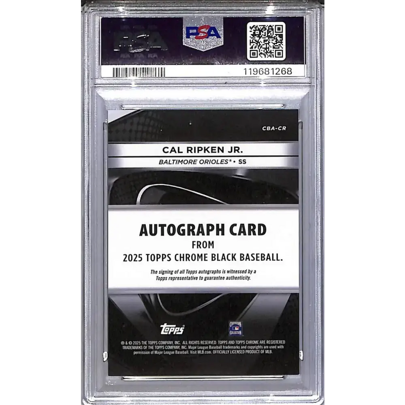 2025 Topps Chrome Black Gold Mini Diamond #CBA-CR Cal Ripken Jr. PSA 9 MINT Auto 28/50 Baltimore Orioles - Baseball