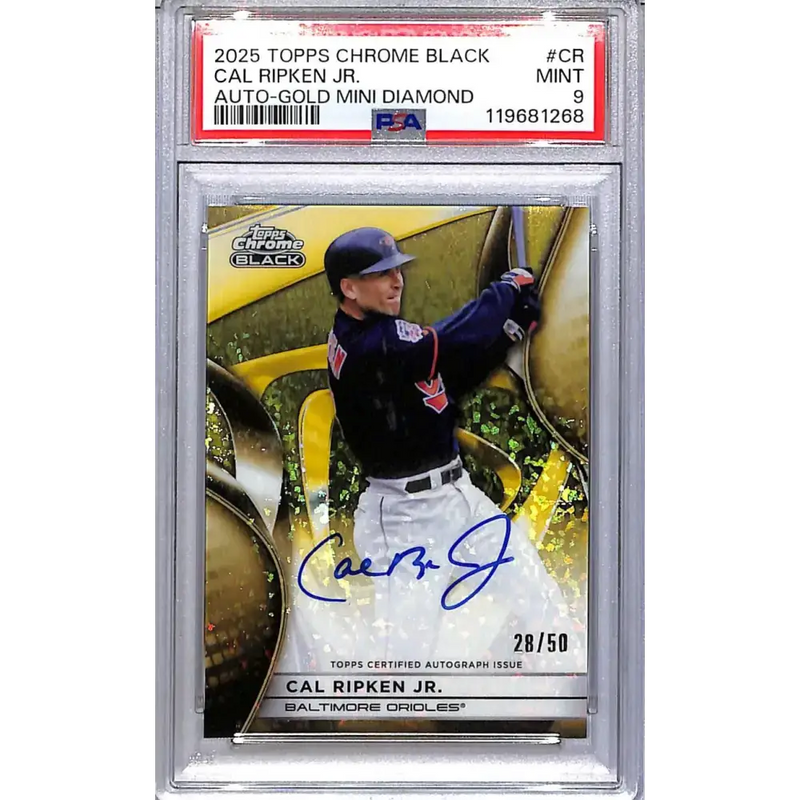 2025 Topps Chrome Black Gold Mini Diamond #CBA-CR Cal Ripken Jr. PSA 9 MINT Auto 28/50 Baltimore Orioles - Baseball