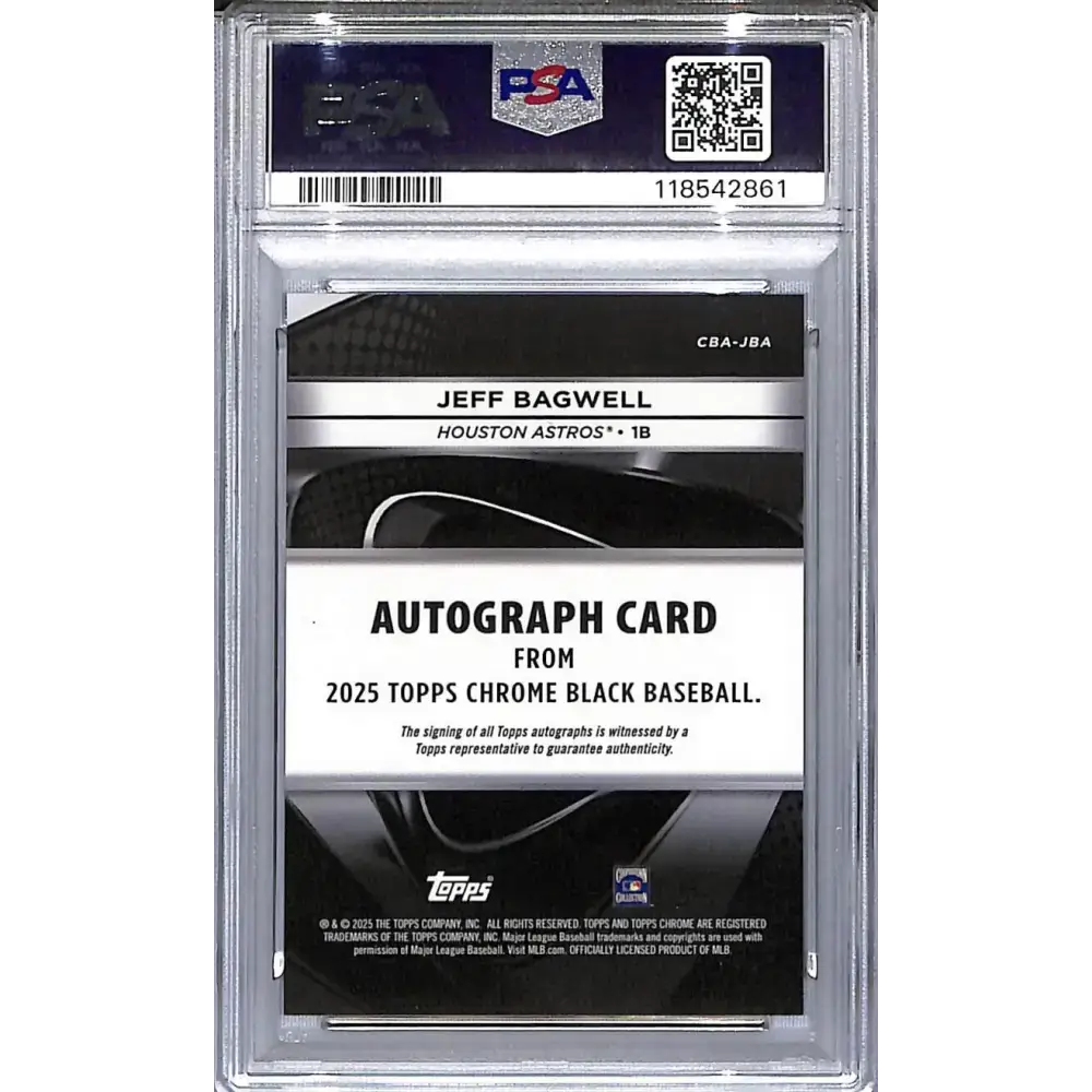 2025 Topps Chrome Black Gold Mini Diamond #CBA-JBA Jeff Bagwell PSA 10 GEM MINT Auto 30/50 Houston Astros - Baseball