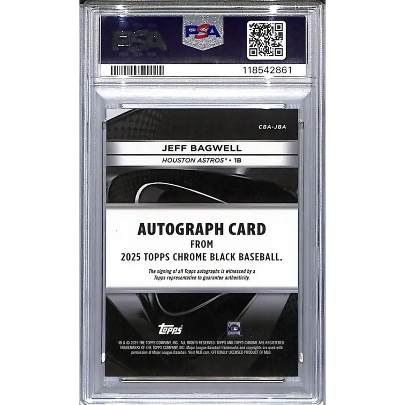 2025 Topps Chrome Black Gold Mini Diamond #CBA-JBA Jeff Bagwell PSA 10 GEM MINT Auto 30/50 Houston Astros - Baseball