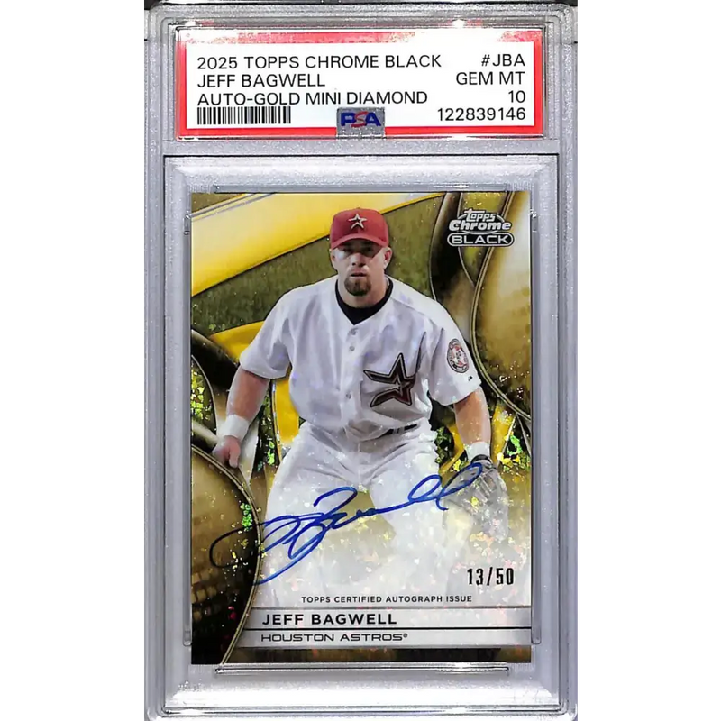 2025 Topps Chrome Black Gold Mini Diamond #CBA-JBA Jeff Bagwell PSA 10 GEM MINT Auto 13/50 Houston Astros - Baseball