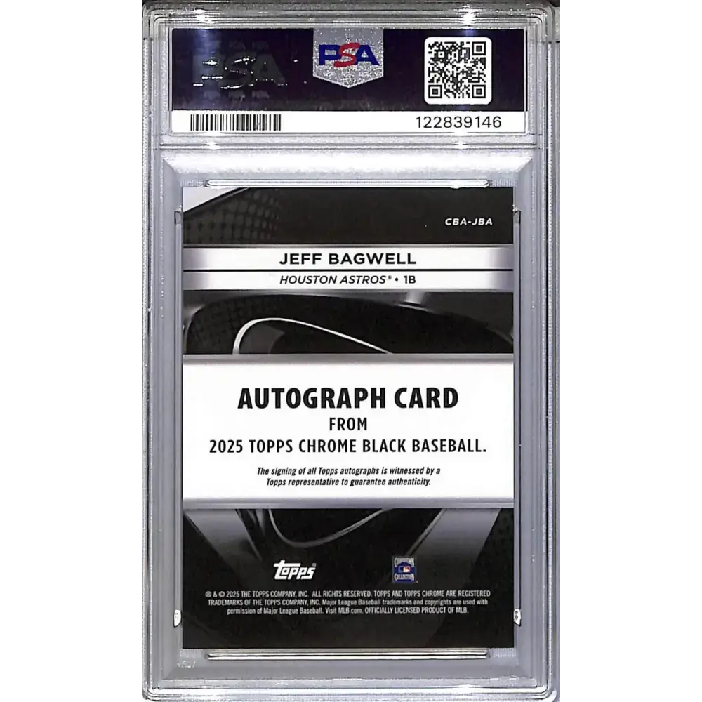 2025 Topps Chrome Black Gold Mini Diamond #CBA-JBA Jeff Bagwell PSA 10 GEM MINT Auto 13/50 Houston Astros - Baseball
