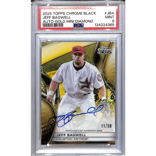 2025 Topps Chrome Black Gold Mini Diamond #CBA-JBA Jeff Bagwell PSA 9 MINT Auto 11/50 Houston Astros - Baseball Card