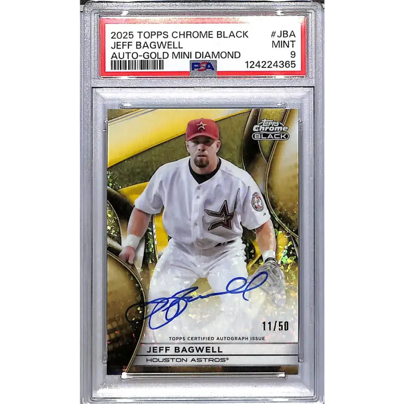 2025 Topps Chrome Black Gold Mini Diamond #CBA-JBA Jeff Bagwell PSA 9 MINT Auto 11/50 Houston Astros - Baseball Card