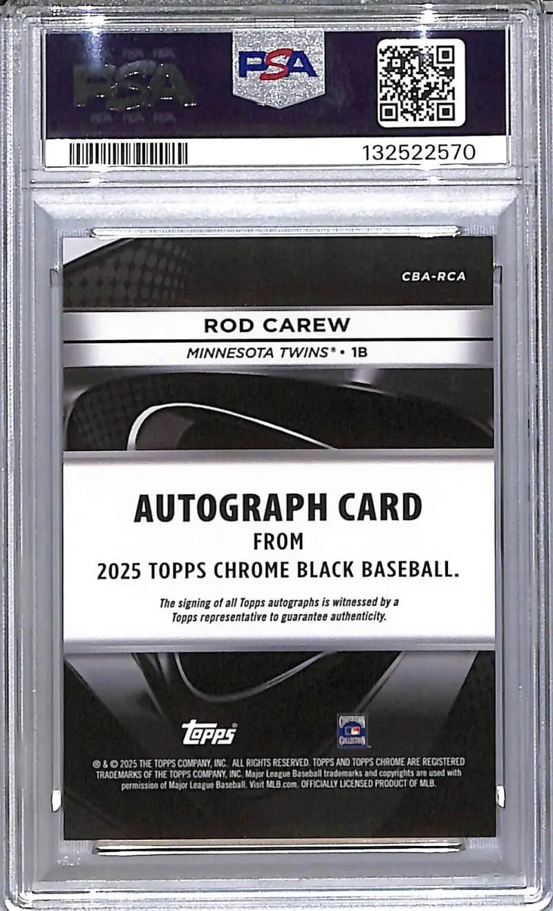 2025 Topps Chrome Black Gold Mini Diamond #CBA-RCA Rod Carew PSA 10 GEM MINT Auto 34/50 Minnesota Twins - Baseball Card