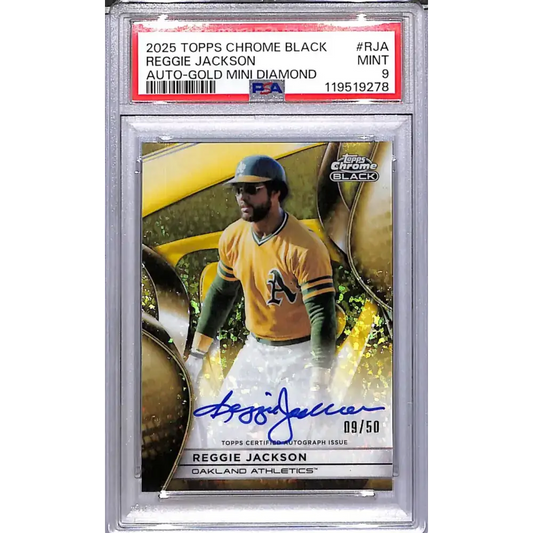 2025 Topps Chrome Black Gold Mini Diamond #CBA-RJA Reggie Jackson PSA 9 MINT Auto 9/50 Oakland Athletics - Baseball