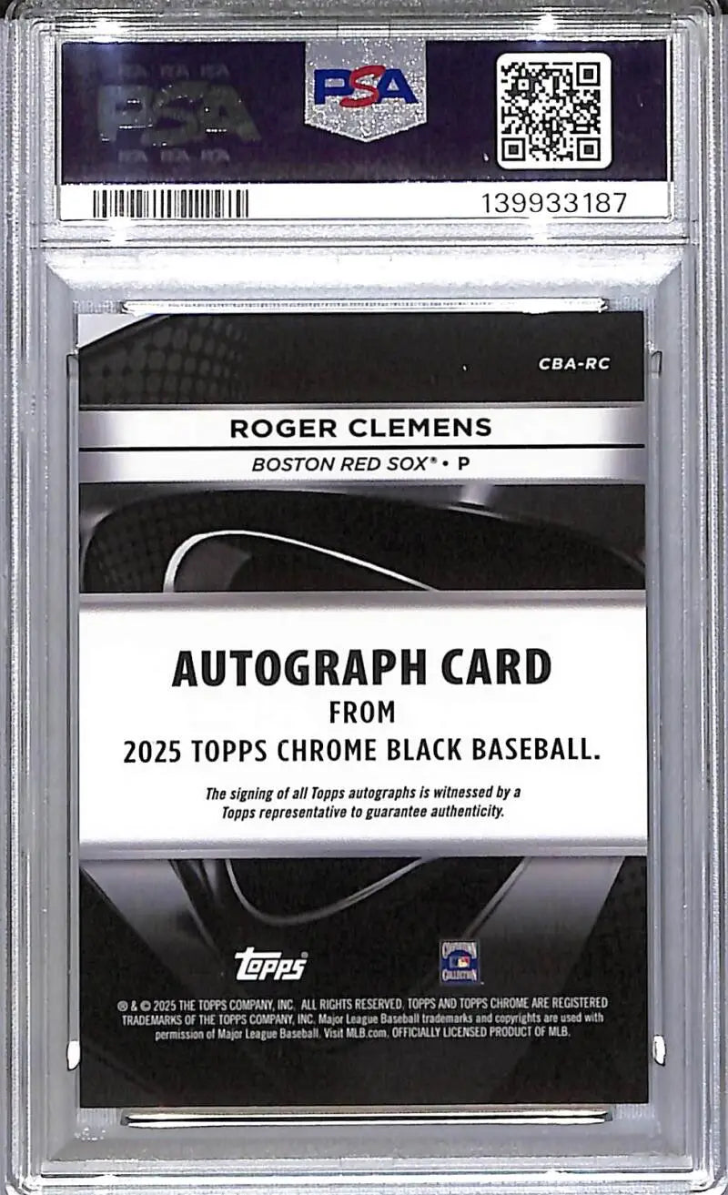 2025 Topps Chrome Black Green #CBA-RC Roger Clemens PSA 8 NM-MT Auto 69/99 Boston Red Sox