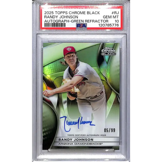 2025 Topps Chrome Black Green #CBA-RJ Randy Johnson PSA 10 GEM MINT Auto 5/99 Arizona Diamondbacks - Baseball Card