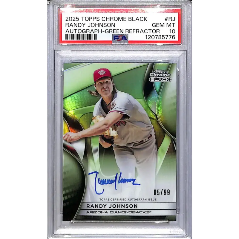 2025 Topps Chrome Black Green #CBA-RJ Randy Johnson PSA 10 GEM MINT Auto 5/99 Arizona Diamondbacks - Baseball Card