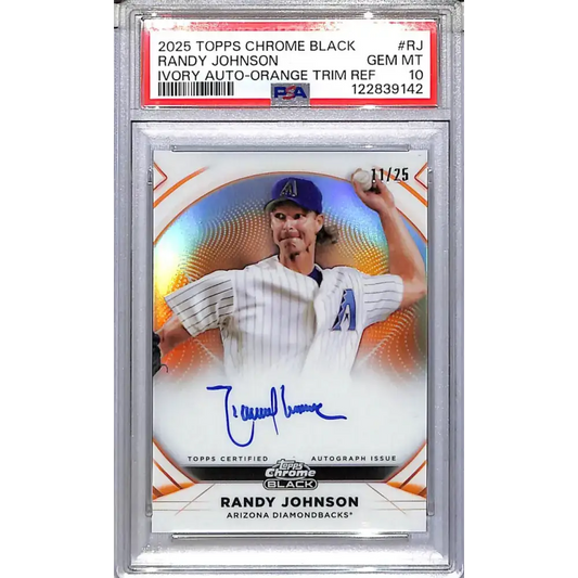 2025 Topps Chrome Black Ivory Orange #IVA-RJ Randy Johnson PSA 10 GEM MINT Auto 11/25 Arizona Diamondbacks - Baseball