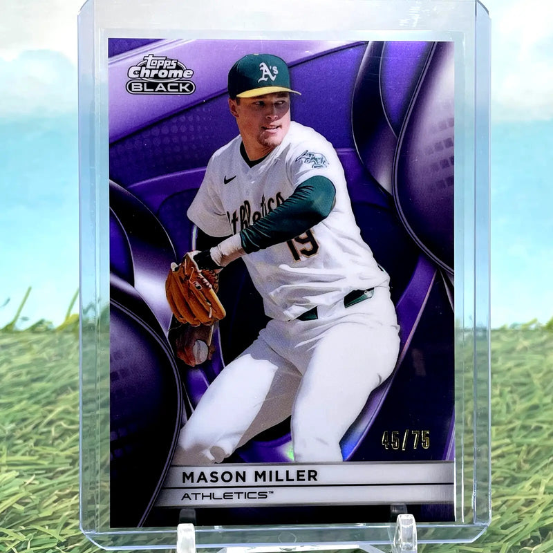 2025 Topps Chrome Black Mason Miller #18 Purple Refractor /75 Athletics - Baseball Card Single