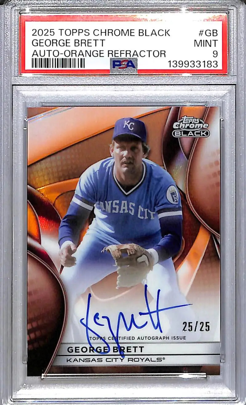 2025 Topps Chrome Black Orange #CBA-GB George Brett PSA 9 MINT Auto 25/25 Kansas City Royals