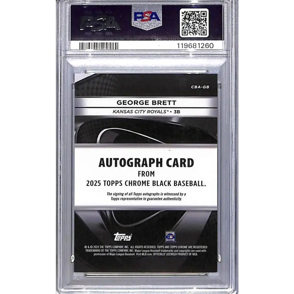 2025 Topps Chrome Black Orange #CBA-GB George Brett PSA 9 MINT Auto 16/25 Kansas City Royals - Baseball Card Single