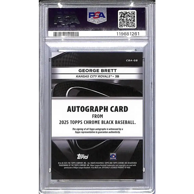 2025 Topps Chrome Black Orange #CBA-GB George Brett PSA 9 MINT Auto 6/25 Kansas City Royals - Baseball Card Single