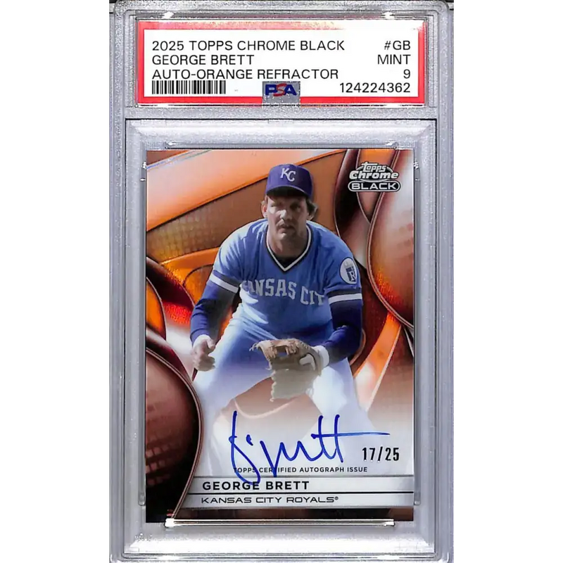 2025 Topps Chrome Black Orange #CBA-GB George Brett PSA 9 MINT Auto 17/25 Kansas City Royals - Baseball Card Single