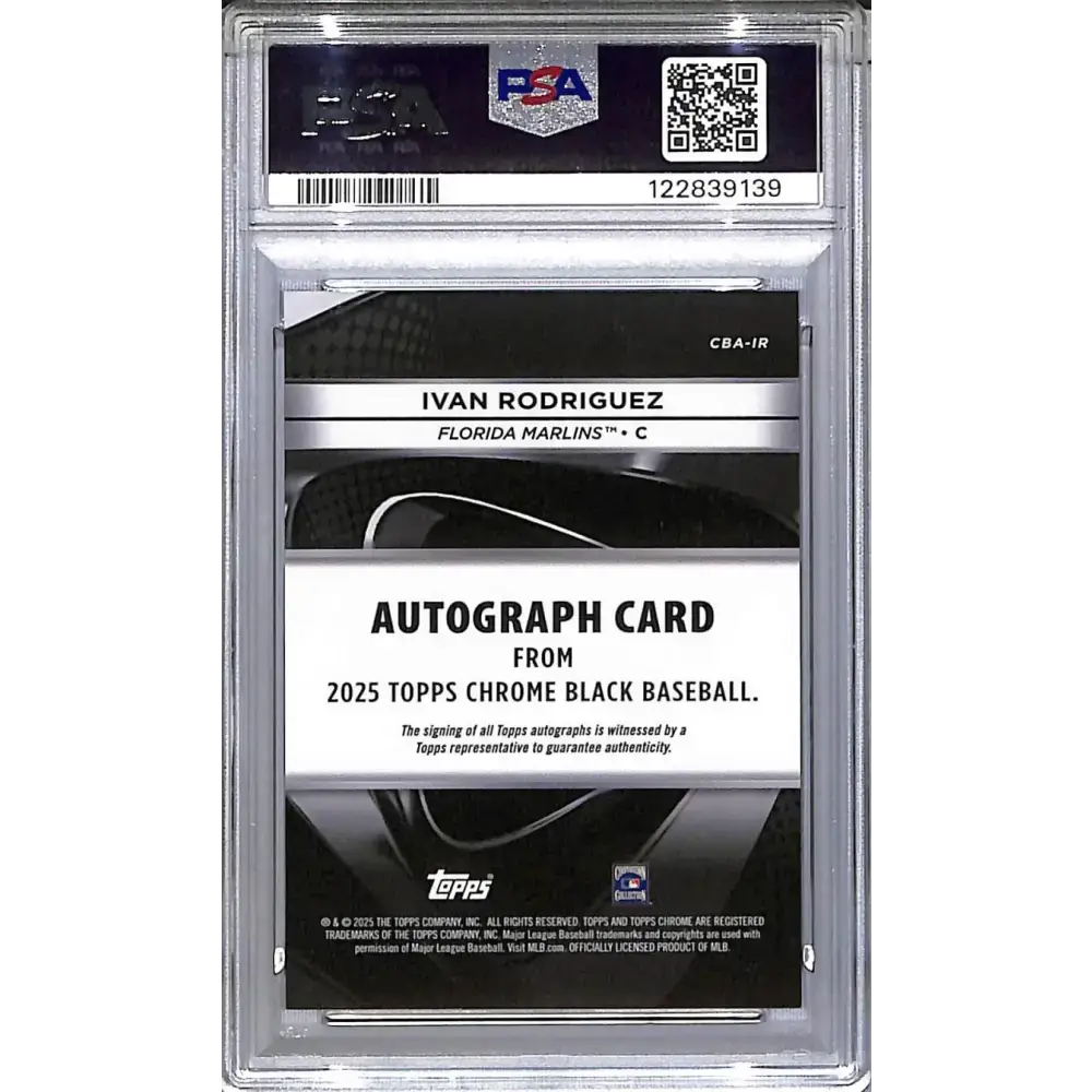 2025 Topps Chrome Black Orange #CBA-IR Ivan Rodriguez PSA 9 MINT Auto 15/25 Florida Marlins - Baseball Card Single