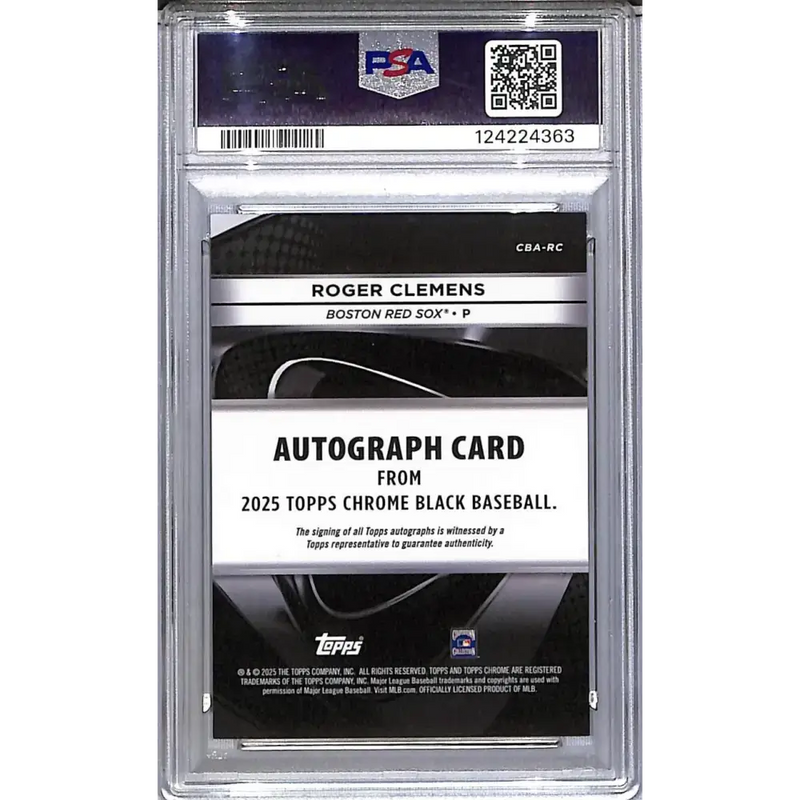 2025 Topps Chrome Black Orange #CBA-RC Roger Clemens PSA 9 MINT Auto 14/25 Boston Red Sox - Baseball Card Single