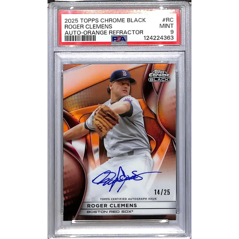 2025 Topps Chrome Black Orange #CBA-RC Roger Clemens PSA 9 MINT Auto 14/25 Boston Red Sox - Baseball Card Single
