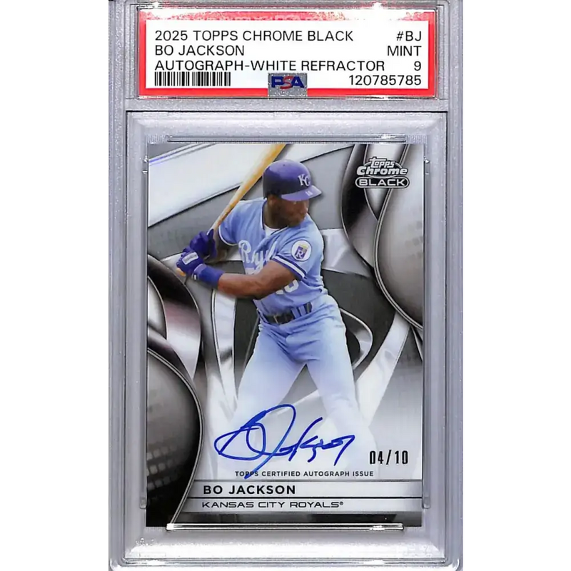 2025 Topps Chrome Black White #CBA-BJ Bo Jackson PSA 9 MINT Auto 4/10 Kansas City Royals - Baseball Card Single
