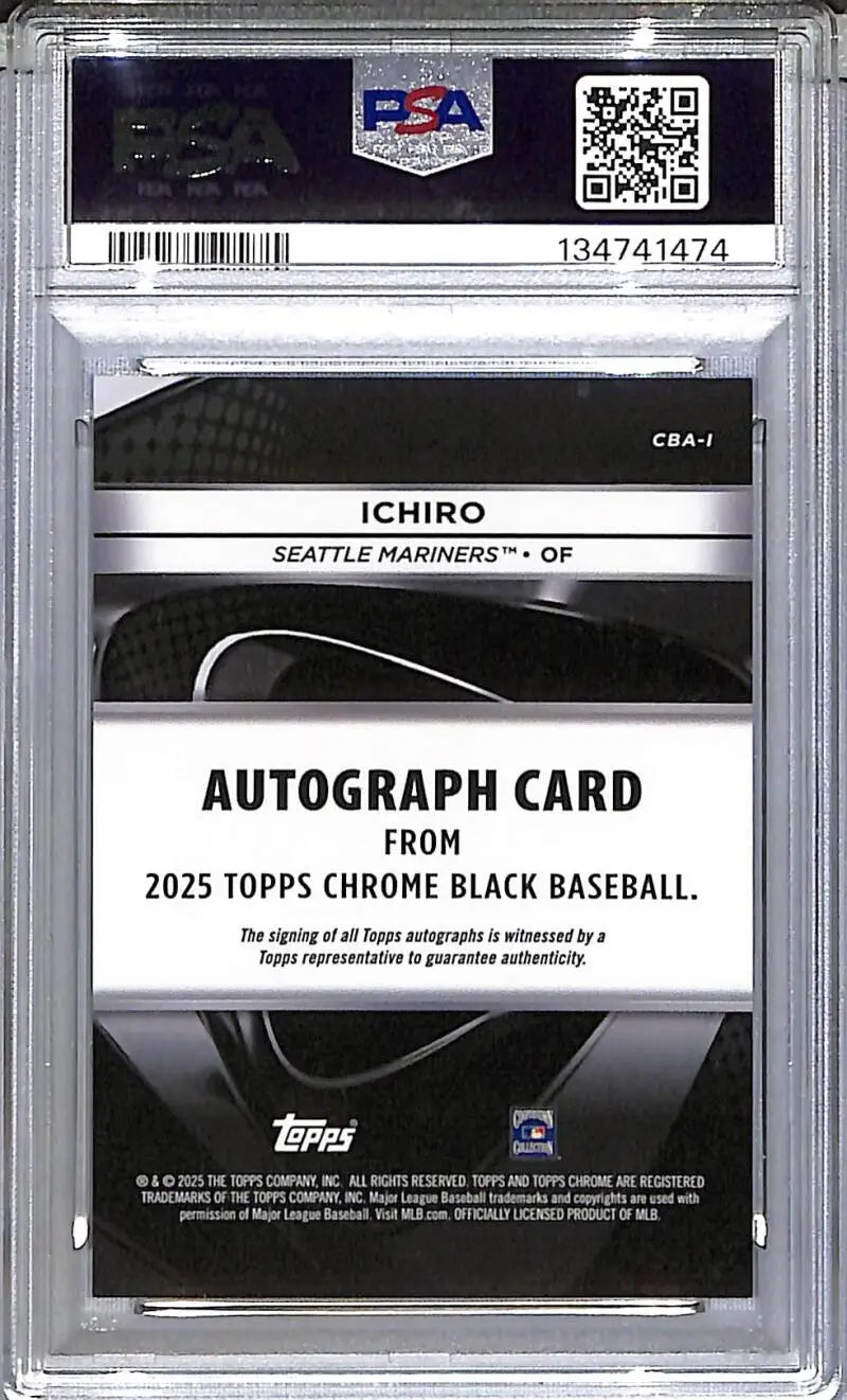 2025 Topps Chrome Black White #CBA-I Ichiro PSA 9 MINT Auto 3/10 Seattle Mariners - Baseball Card Single