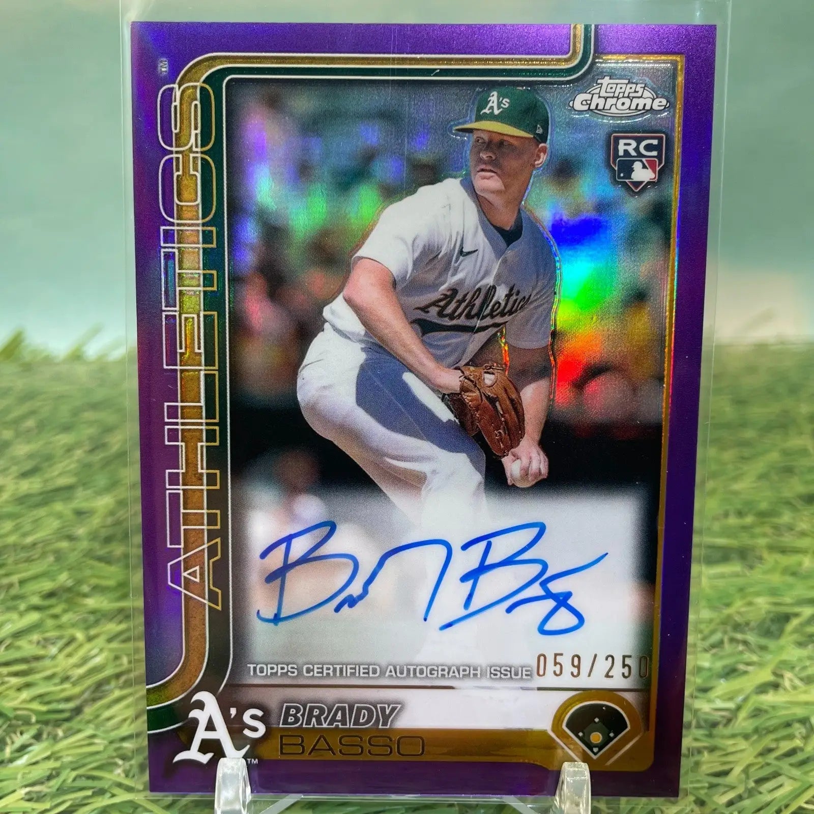2025 Topps Chrome Brady Basso Purple Refractor/250 RC Auto #RA-BBA Athletics - Baseball Card Single
