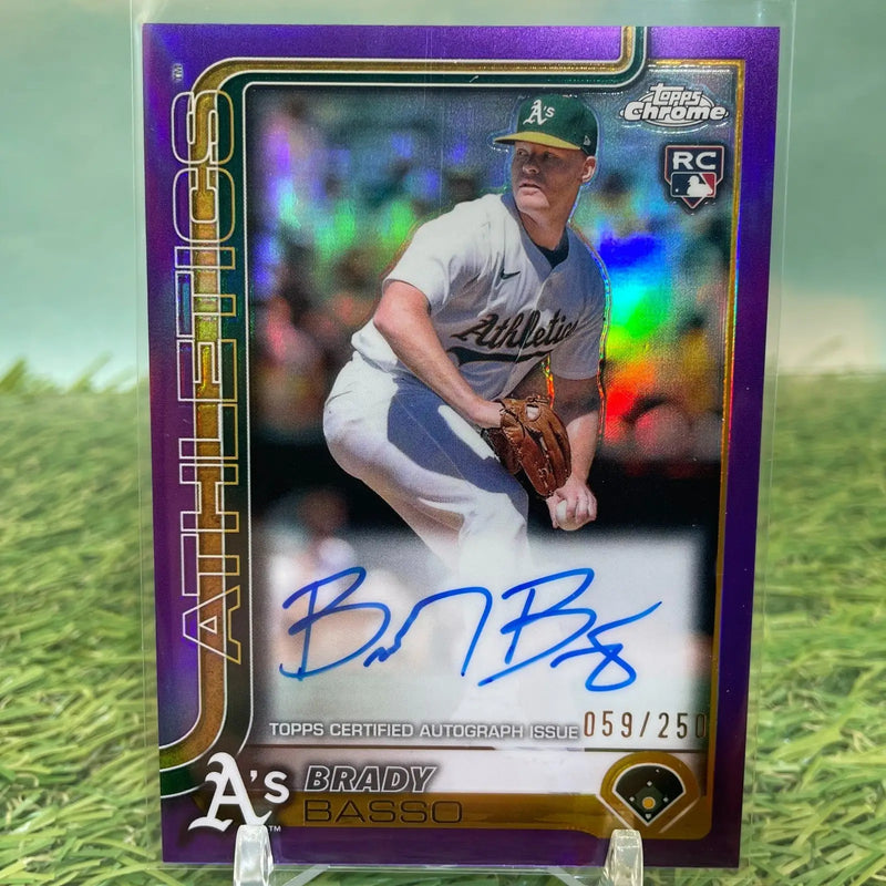 2025 Topps Chrome Brady Basso Purple Refractor/250 RC Auto #RA-BBA Athletics - Baseball Card Single