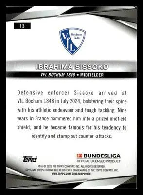 2025 Topps Chrome Bundesliga #13 Ibrahima Sissoko - Soccer Card Single