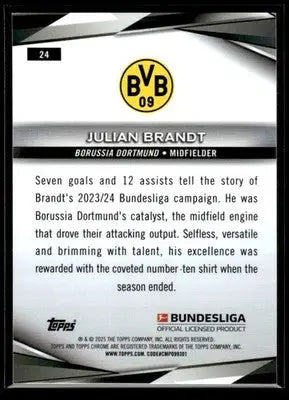 2025 Topps Chrome Bundesliga #24 Julian Brandt Green Refractor #/99 - Soccer Card Single