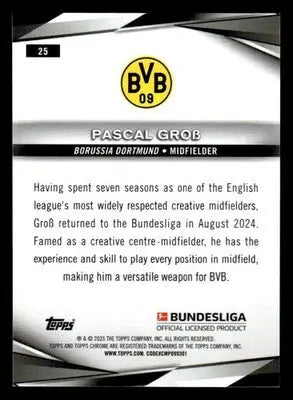 2025 Topps Chrome Bundesliga #25 Pascal Grob - Soccer Card Single