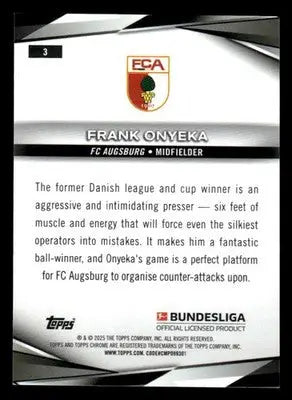 2025 Topps Chrome Bundesliga #3 Frank Onyeka Pulsar Refractor - Soccer Card Single