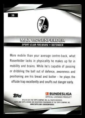 2025 Topps Chrome Bundesliga #36 Max Rosenfelder - Soccer Card Single