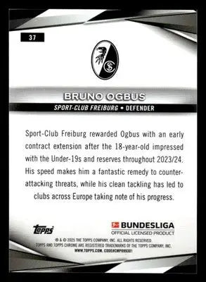 2025 Topps Chrome Bundesliga #37 Bruno Ogbus - Soccer Card Single