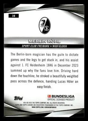 2025 Topps Chrome Bundesliga #38 Merlin Rohl - Soccer Card Single