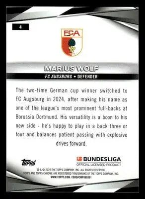 2025 Topps Chrome Bundesliga #4 Marius Wolf - Soccer Card Single