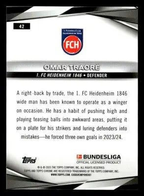 2025 Topps Chrome Bundesliga #42 Omar Traore - Soccer Card Single