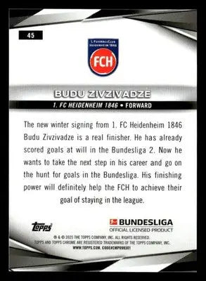 2025 Topps Chrome Bundesliga #45 Budu Zivzivadze - Soccer Card Single