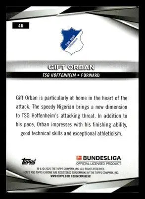 2025 Topps Chrome Bundesliga #46 Gift Orban - Soccer Card Single